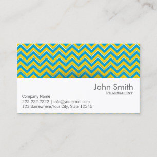 Cartão de visita azul & amarelo do farmacêutico 
