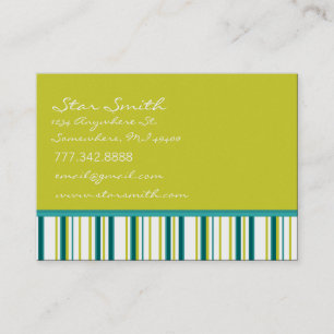 Cartão De Visita Azul-aqua e Limão com faixas