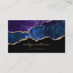 Cartão De Visita azul-aquarela céu roxo sobre preto