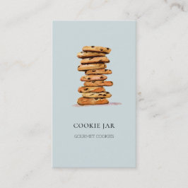 Cartão de visita azul aquarela de padaria de bisco