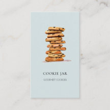 Cartão de visita azul aquarela de padaria de bisco