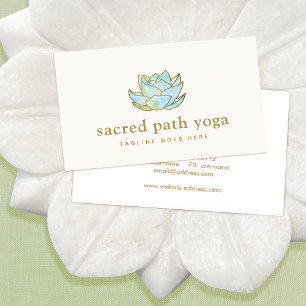 Cartão De Visita Azul Artístico Molercola Lotus Flower Floral