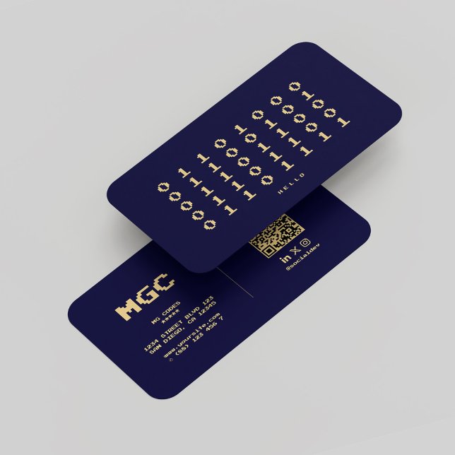 Cartão De Visita Azul Binário Midnight para Programadores de Softwa (Modern Software Developer Binary Midnight Blue Business Card
)