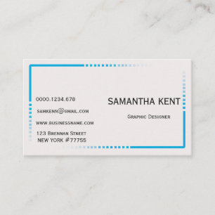 Cartão De Visita Azul chique e branco modernos