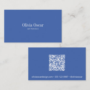 Cartão De Visita Azul Cobalto Minimalista QR Criativo Profissional