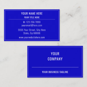 Cartão de visita azul com cores e texto personaliz