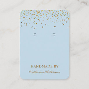 Cartão De Visita Azul Confetti Dourado  Placa de exibição de grav