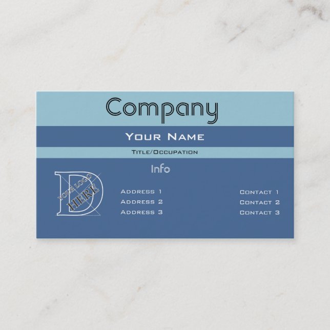 Cartão De Visita Azul Cor-Simples feito sob encomenda design (Frente)