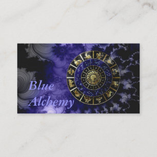 Cartão de visita azul da astrologia da alquimia