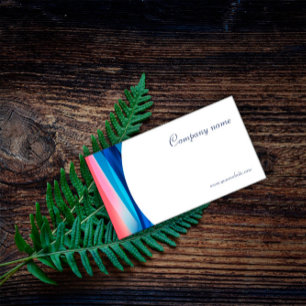 Cartão de visita azul de código QR abstrato minima