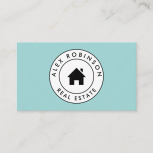 Cartão de visita azul dos bens imobiliários do