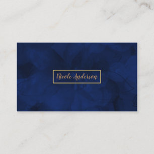 Cartão De Visita Azul Dourado Floral Glamouroso Elegante Moderno Aq
