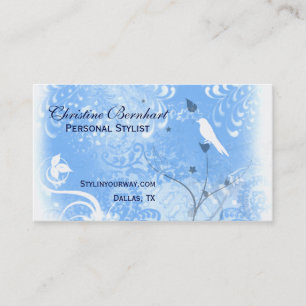 Cartão de visita azul e branco à moda do Flouris