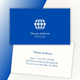 Cartão De Visita Azul e Branco modernos minimalistas do design da W