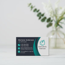 Cartão de visita azul e branco/preto Elegante