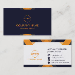 Cartão De Visita Azul E Laranja