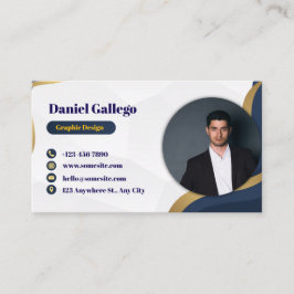 Cartão De Visita Azul e ouro