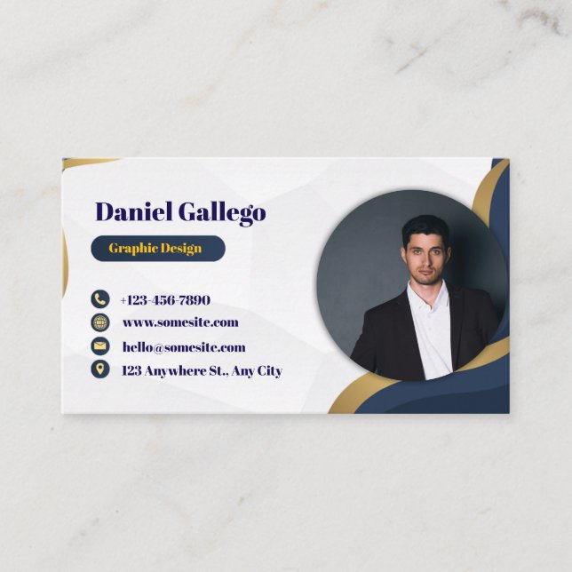 Cartão De Visita Azul e ouro (Frente)
