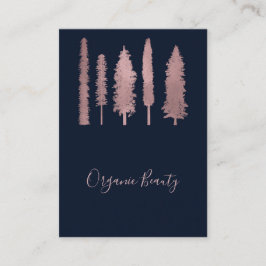 Cartão De Visita Azul e Ouro Rosa Floresta Arborizada Árvores Rústi