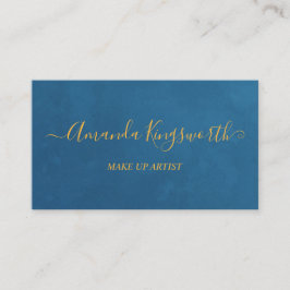 Cartão De Visita Azul elegante com guião dourado