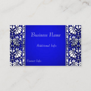 Cartão De Visita Azul Elegante e Prata Horizontal