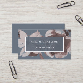 Cartão De Visita Azul enfumaçado e Rosa empoeirado com texto branco