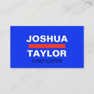 Cartão De Visita Azul-escuro Cor-de-laranja branca única minimalist