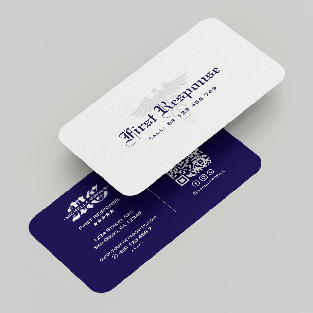Cartão De Visita Azul Escuro da Agência de Primeira Resposta Mínima (Minimal First Response Agency Dark Blue Business Card
)