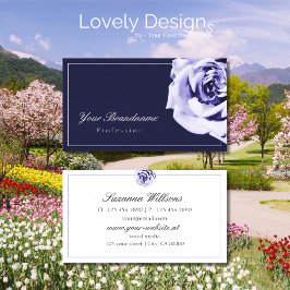 Cartão De Visita Azul Floral e Rosa de Cuta Branco Captura de Olhos