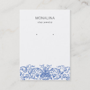 Cartão De Visita Azul-Flourado-Vintage Ecrã de joias