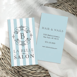 Cartão De Visita Azul francês Strips Salon