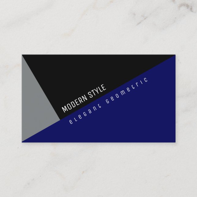 Cartão De Visita azul geométrico mínimo moderno e elegante (Frente)