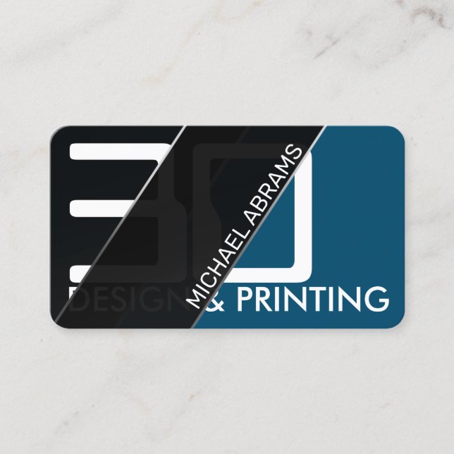 Cartão de visita azul geométrico transparente mode (Frente)