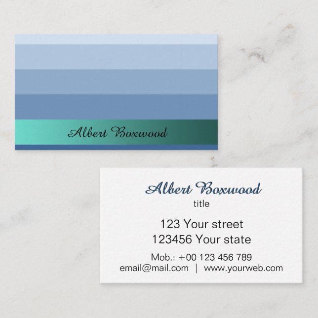 Cartão De Visita Azul Gradiente com Texto Personalizado de Banner T (Frente/Verso)