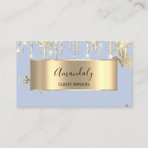 Cartão De Visita Azul Marble Real Dourado, luxo profissional