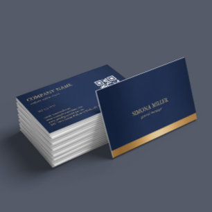 Cartão De Visita Azul Marinho e Dourado
