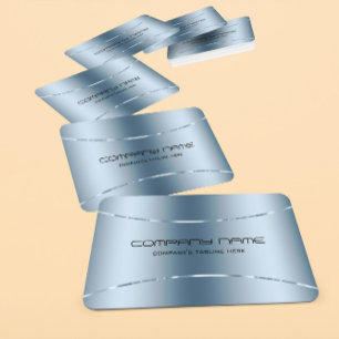 Cartão De Visita Azul Metálico Moderno - Aço Inoxidável - Aspecto 2