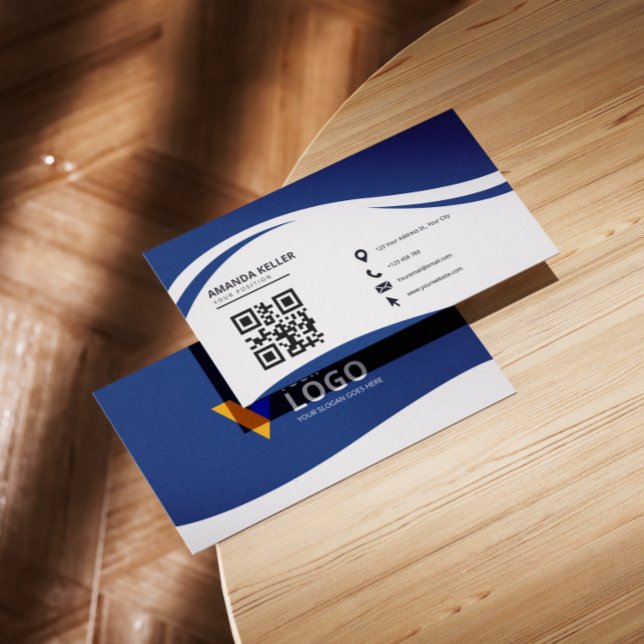 Cartão De Visita Azul Minimalista Simples (Criador carregado)