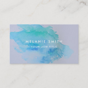 Cartão De Visita Azul moderno do splatter da aguarela da cerceta do