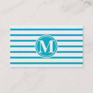 Cartão De Visita Azul Monogrammed do mergulhador do teste padrão