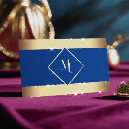 Cartão De Visita Azul Na moda Dourado Quadro Moderno