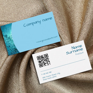Cartão de visita azul oceano QR foto água do mar