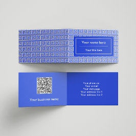 Cartão De Visita Azul-padrão dos quadrados-chave gregos