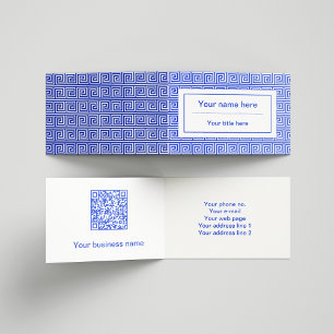 Cartão De Visita Azul-padrão dos quadrados-chave gregos