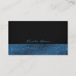 Cartão De Visita Azul & Preto Moderno Glam Lantejoulas Elegante Chi