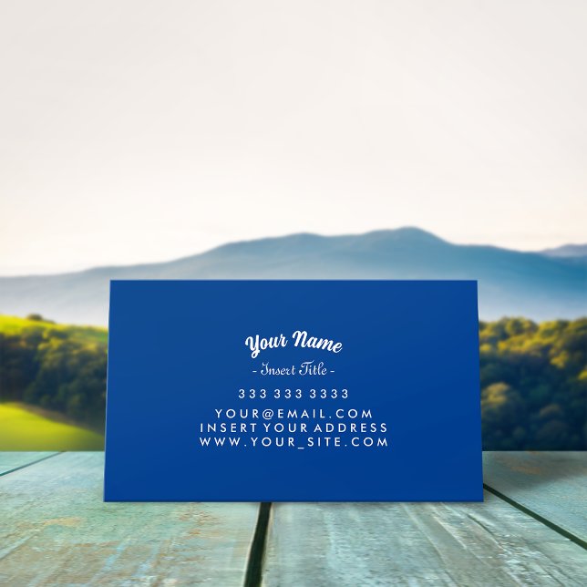 Cartão de visita Azul Profundo de Texto Curvo Pers (Criador carregado)