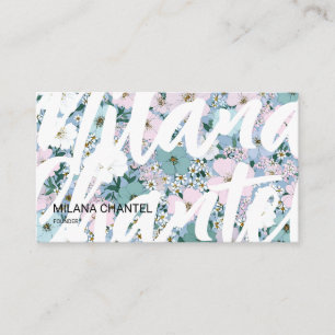 Cartão De Visita Azul Rosa Branco Moderno Flor Tendência Florista