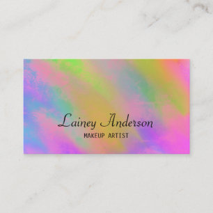 Cartão De Visita Azul Rosa Neon Único da Trendência