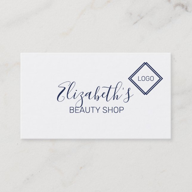 Cartão De Visita Azul Simples E Branco (Frente)