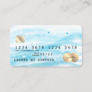 Cartão De Visita Azul Sky Ocean Watercolor Credit Card praia Verão